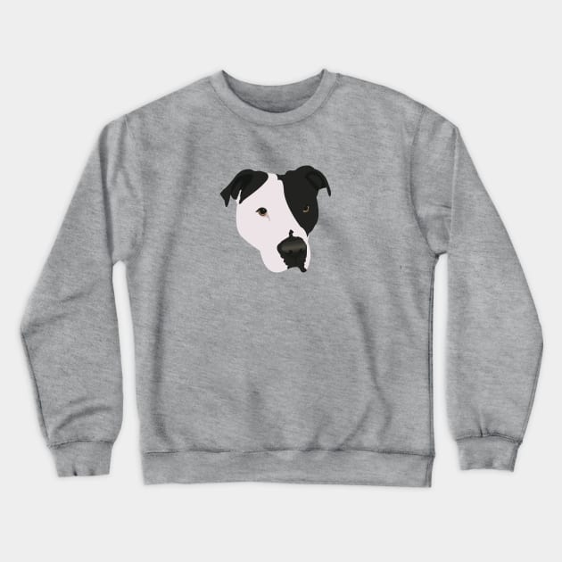 Black and White Pit Bull Crewneck Sweatshirt by KCPetPortraits